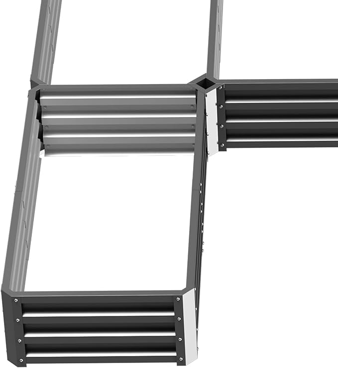 Outsunny 8 x 8' Raised Garden Bed Set Large Steel Flower Planters for Outdoor Plants Easy Assembly for Vegetables Herbs Gray