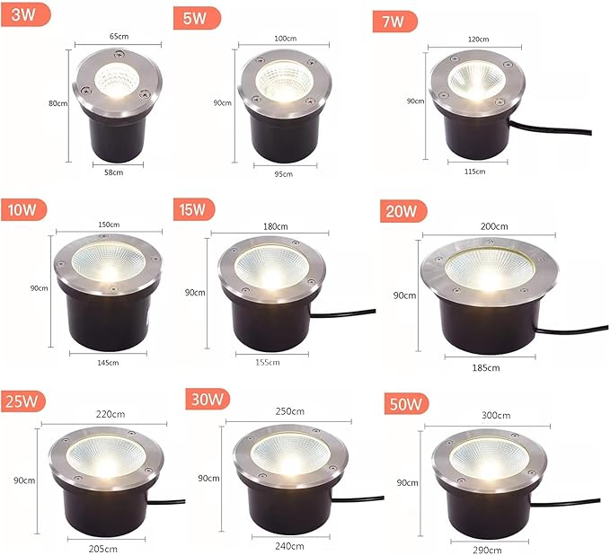 LED Underground Light IP66 Waterproof Decorative Landscape Lights AC85-110V Outdoor Recessed Ground Light for Garden Deck Step Stairs Driveway Spotlight