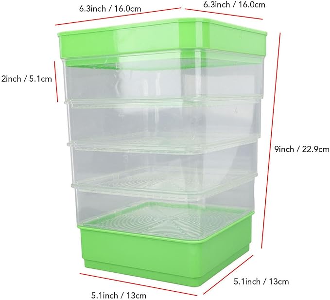 Stackable Sprouter Kit 4 Tier Sprouting Kit Microgreens Growing Tray for Small Kitchens Balconies Or Limited Home Growing Spaces (with Sunshade)