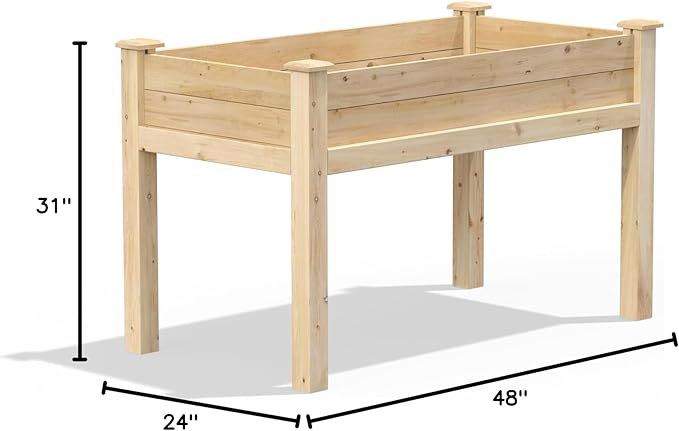 Greenes Fence Original Cedar Elevated Garden Bed 24 W x 48 L x 31 H - Made in USA with North American Cedar
