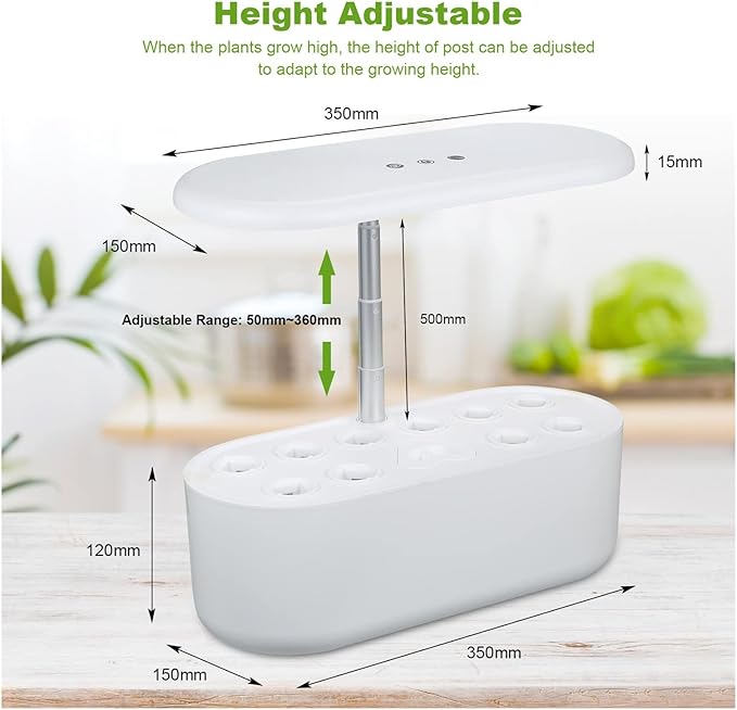Hydroponic Equipment LED Full Spectrum Phyto Lamp Height Adjustable Hydroponics Growing System Two Grow Modes Hydroponic Growth Light for Greenhouse Indoor Garden