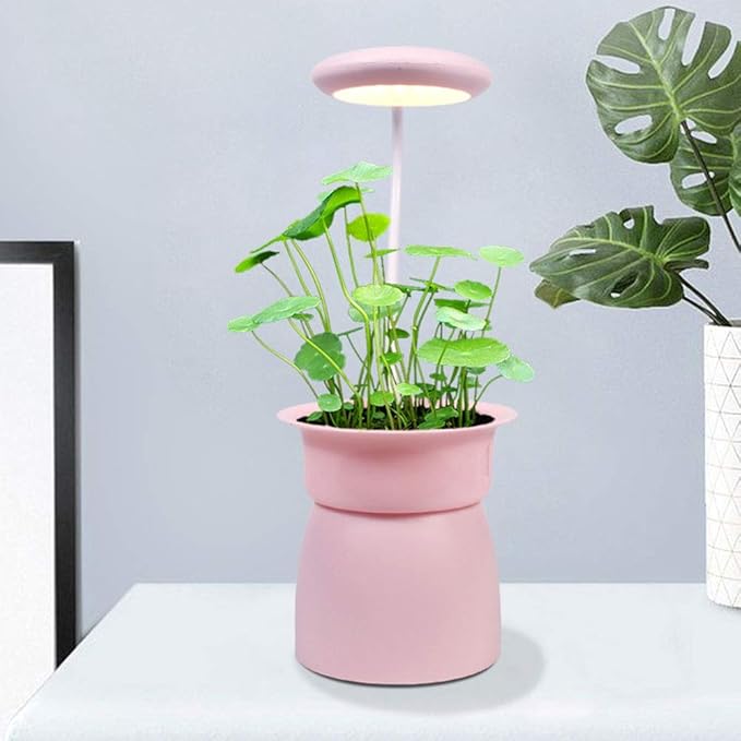 Lampada da scrivania Usb Full Spectrum Led Grow Light 7W Fill Light Of Dimming Timing Clip impermeabile Luce per piante Crescita superiore delle piante per fiori da interno (Colore : Rosa)