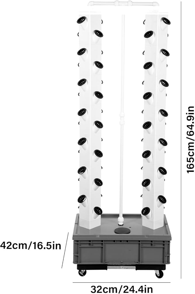 Tower Garden Hydroponic Growing System - 2 Racks 56-Plant Hydroponics Tower Indoor Hydroponic TowerSmart Hydroponic Garden Kit with Breeding Sponge/Seeding Trays/Water Pump/Timer