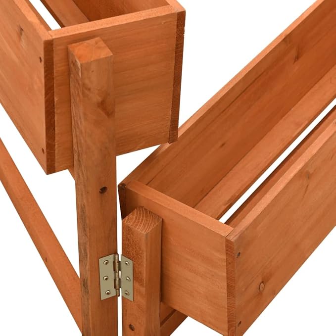 Garden Folding Planter Orange 23.6x5.5x29.5 Solid Firwood Raised Bed Box Folding Garden Planter with Three Flower Boxes for Vegetables and Flowers