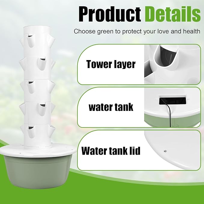 Aeroponic Vertical Grow Tower Soilless Hydroponic Planting System Indoor Vegetable Garden with Circulating Pump for Fast High-Yield Growth(9th Floor)