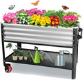 Elevated Metal Raised Garden Bed Large Outdoor Metal Planter Box Big Flower Plant Pot for Planting Flowers Vegetables and Herbs (Silver Medium)