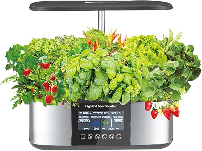 Intelligent Hydroponics Growing System 21 pods Smart Garden Planter with 4.8in LCD Screen Automatic Add Water and Nutrients Indoor Herb Garden Germination Kit with LED Grow Light