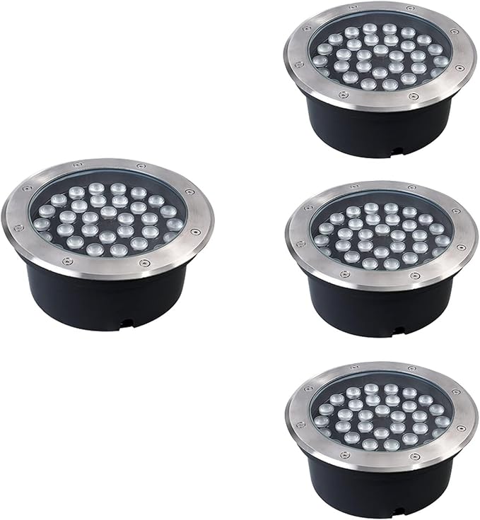 4PCS Recessed Underground Light - Outdoor LED Spotlight Round Landscape Lamp AC85-265V IP65 Waterproof Recessed Led Lawn Light Outdoor Led Spotlight for Home Driveway Stair Step Patio (Red 1W) (Y