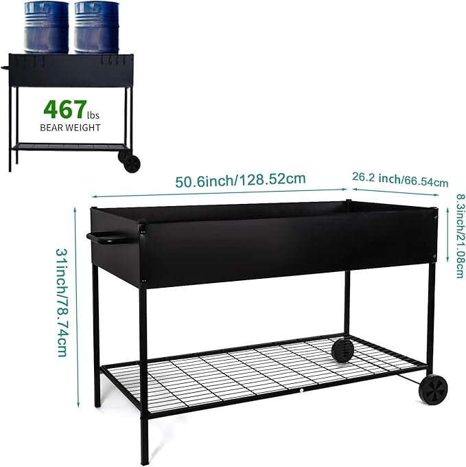 MIXC 50 * 26 * 31 Large Metal Raised Garden Beds with Legs Elevated Planter Boxes Outdoor Raised for Gardening Bigger Planter Box for Vegetable Flower Herb