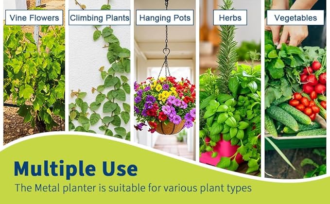 Black Metal Raised Garden Bed with Trellis 47 Tall Privacy Screen Planter Box with Drainage 47.1X16 Climbing Plant Planter for Patio Balcony Vegetables