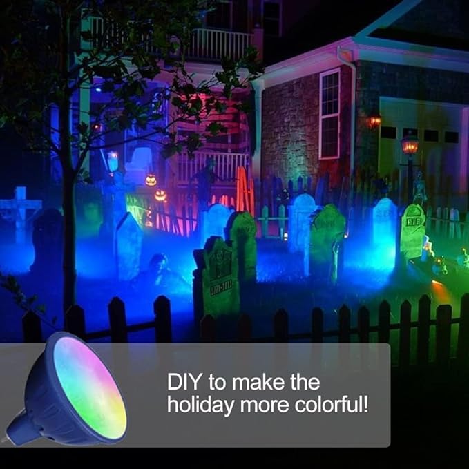 Cheopha MR16 Color Changing Led Bulb 12V Landscape Lighting RGB Landscape Spotlight 5W 16 Colors Waterproof Aluminum Outdoor Landscaping Lights for Christmas New Year Landscape Lighting 2-Pack