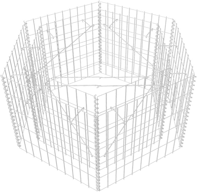 Hexagonal Gabion Raised Bed Outdoor Metal Raised Garden Bed Galvanised Steel Gabion Planter 39.4x35.4x19.7-948
