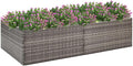 Large Rectangular Raised Garden Planter Box Grey 61.8x31.5x15.7 Inch Outdoor Planter with Clear Liner and Drainage for Patio Garden Balcony