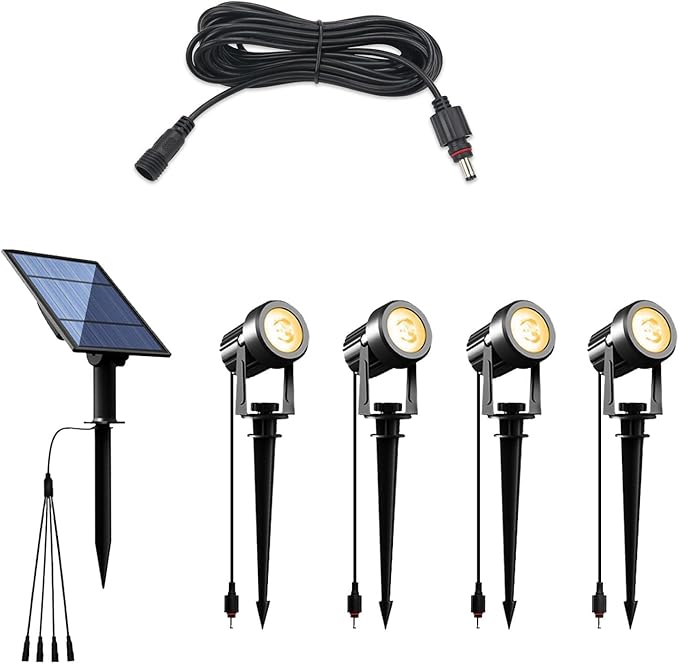 APONUO 4-in-1 Solar spot Lights and 16.4ft Extension Cord