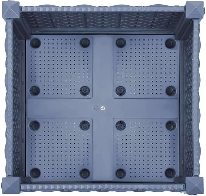 Raised Garden Bed Blue Gray Polypropylene (PP) Planter Box 15.7x15.7x9.1 inch Modern Square Outdoor Planters for Outdoor Plants Durable Weather Resistant Gardening