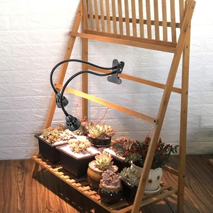 Grow Light for Indoor PlantsFull Spectrum Double Goosenecks Desk Clip Plant Lamp for Seedlings/Seeds/SucculentsColor Spectrum Changeable &amp Timer Setting 3H/9H/12H