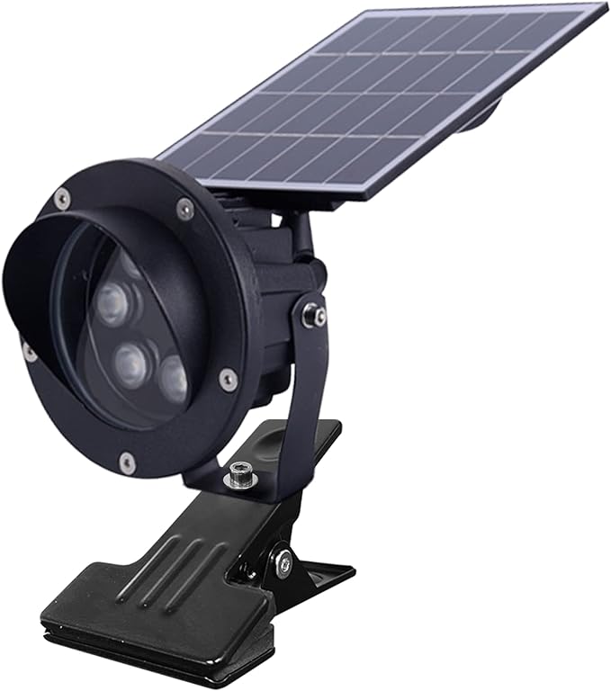 Kiven Clip-on Solar Lights Outdoor 10W LED Indoor/Outdoor Waterproof Spotlight with Clip Rechargeable Solar Powered Landscape Lights for Plants Porch Garden(Warm White) 1 Pack