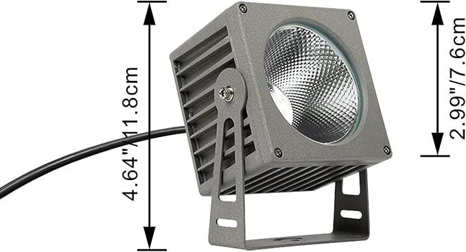 Kiven IP65 Waterproof LED Landscape Accent Uplight Grey Decorative Spotlight Lamp with Plug-in Cord and Timer for Indoor Outdoor Yard Step Statue(10W Warm White)