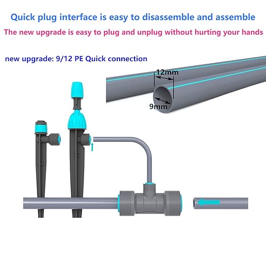 9/12mm Irrigation Main65 Ft 1/2 Inch PE Dropperfor Garden Irrigation SystemsYardsLawns Watering Equipment (20 m)