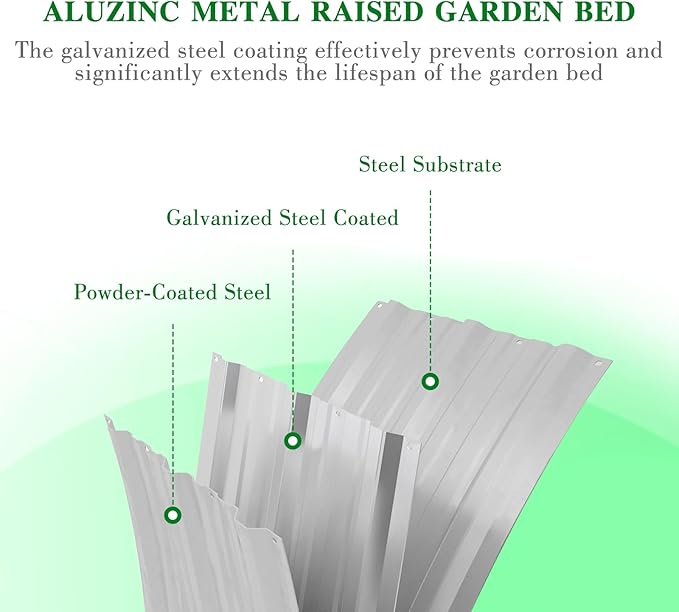 2 Pack 3 x 2 x 1 Ft Galvanized Raised Garden Bed Kit Outdoor Oval Planter Box for Vegetables Flowers Herbs Deep Rooted Silver