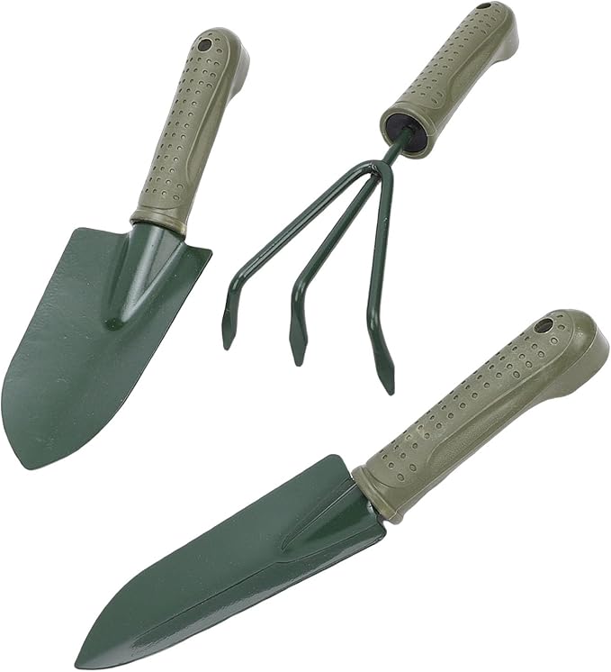 MAVIS LAVEN Garden Tool Set Ergonomic Handle Wide Narrow Shovel and 3 Prong Rake with Storage Bag for Efficient Planting and Digging