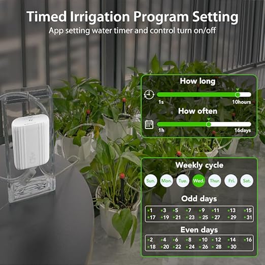 Indoor/Outdoor Automatic Plant Watering System - GreenVation 2.4GHz WiFi Sprinkler Timer Self-Watering Device a Smart Automatic Drip Irrigation Kit Suitable for Potted Plants
