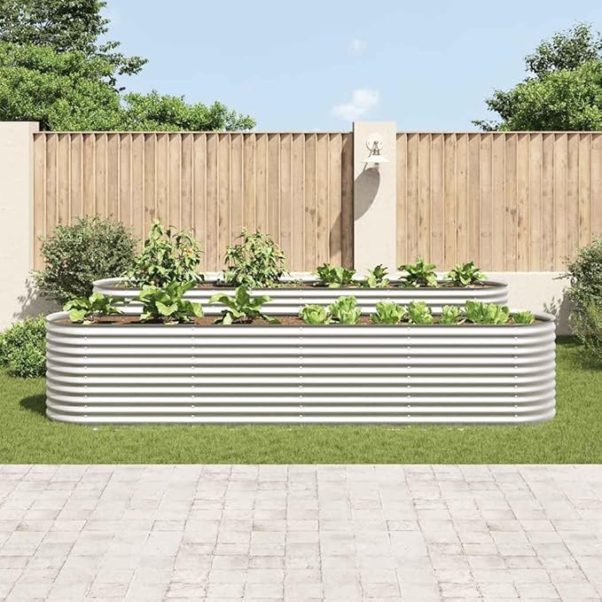 Large Galvanized Steel Raised Garden Bed 157.5 x 55.1 x 31.9 in Outdoor Planter Box Rectangular Silver for Balcony Patio Terrace