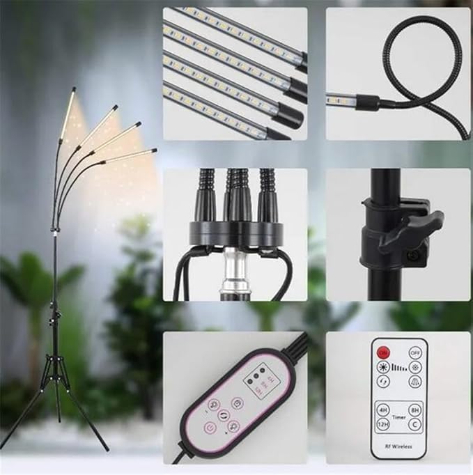 LED Plant Grow Light with Stand LED Grow Light Full Spectrum for Indoor Plants10 Dimmable LevelsTimingAdjustable 15-72 inch. (Warm White)