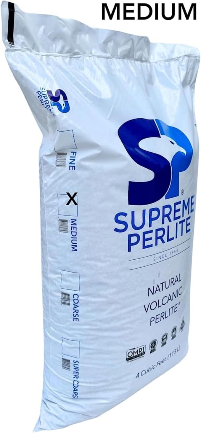 Supreme Perlite 4 Pack Medium Horticultural Perlite for Potting Soil Seed Starting Propagation Organic Gardening &amp Soil Aeration 4 Cu Ft Bag