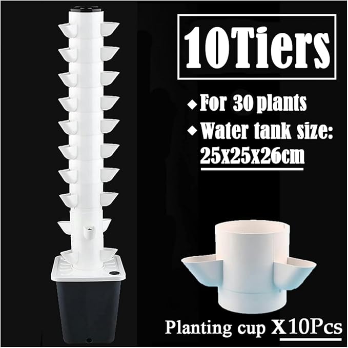 Hydroponics Growing System Balcony Hydroponic Growing System Detachable Colonization Cups Home Garden Farm Greenhouse Vertical Tower Planters Hydroponic Tower (White 10)