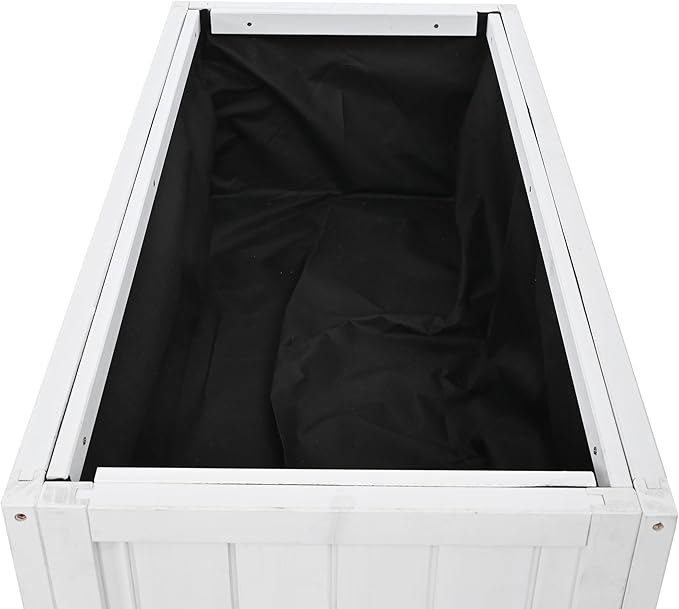 Merax 35.4''x17.7''x37.4'' Raised Garden Bed Compact 2 Doors Garden Greenhouse with Wheels Mini Wood Cold Frame Planter Box Stand for Backyard Patio Balcony w/Bed LinerWhite