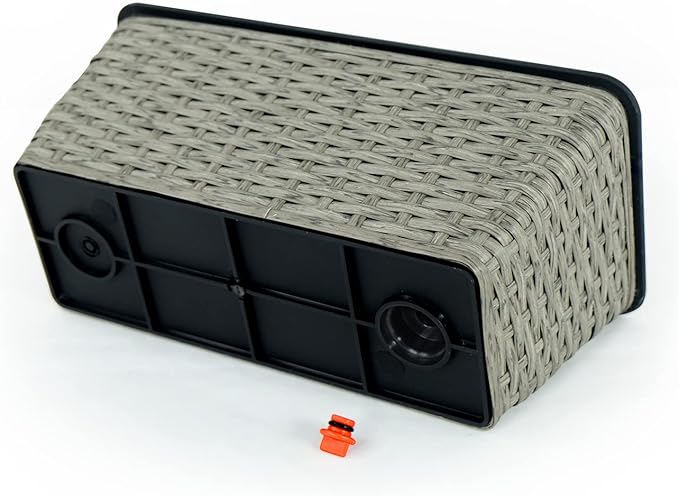 2 Pack Smart Self Watering Rectangle Planter for Indoor and Outdoor Hand Woven Wicker Gray