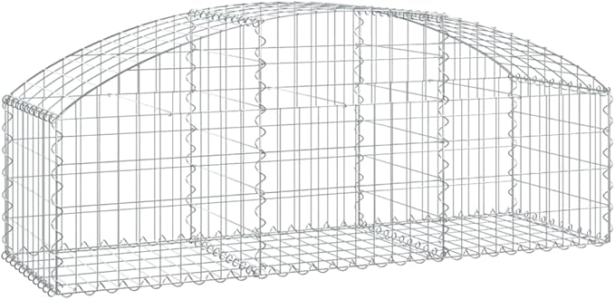 Arched Gabion Basket Silver Galvanized Iron 59.1x59.1x19.7 inch Heavy Duty Metal Retaining Wall Outdoor Landscaping Garden Border
