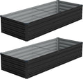 Vengarus 8x2x1FT (2 Pack) Galvanized Raised Garden Bed Kit Outdoor Metal Planter Box for Vegetables Rectangular Steel Container Easy Assembly (Black)