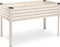 Galvanized Raised Garden Beds Outdoor with Legs // 48×24×31in Elevated Planter Box for Vegetables Flowers (White) // Large Metal Garden Bed for Backyard Patio Gardening