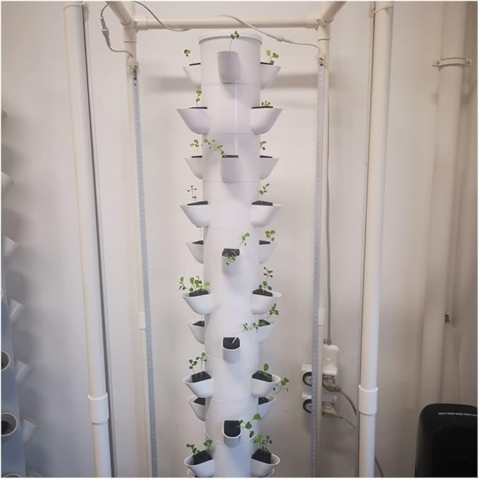 Hydroponic Tower Growing sytem 15 Layers 45 Plants Grow Tower Hydroponics Equipment Vertical Indoor Garden Kit with Water Tank Pump and Timer Easy to Install and Operate