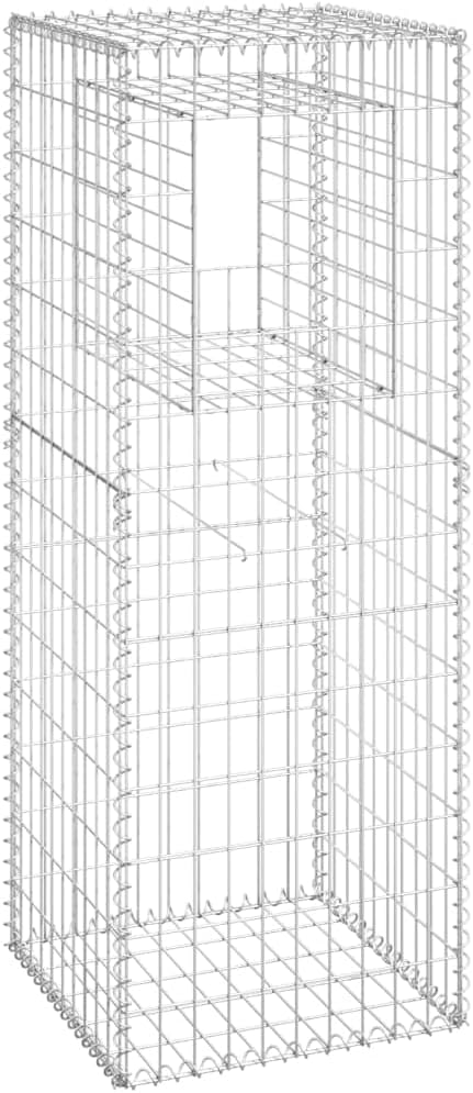 Gabion Basket Post Galvanized Steel Planter Raised BedGabion Raised Bed to Fill with Rocks or Gravel 19.7x19.7x55.1 Iron -AA
