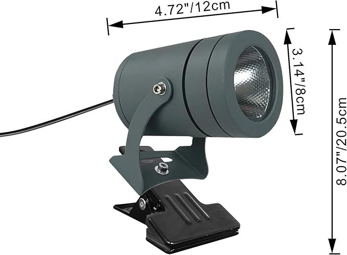 Kiven IP65 Waterproof LED Landscape Clamp Light Mini Decorative Spotlight Lamp with Plug-in Cord and Timer for Indoor Outdoor Yard Step Statue LED Lawn Light (10W Cool White)