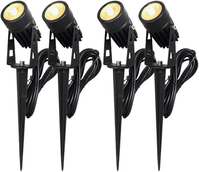 LED Landscape Lights 15W Pathway Lights DC 5V Low Voltage Spotlights Warm White IP66 Waterproof for Driveway Yard Lawn Patio Swimming Pool Outdoor Garden Lights (4 Pack)
