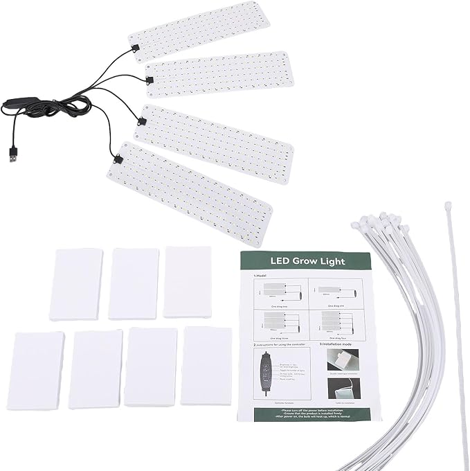 LED Grow Lights Full Spectrum Indoor Plant Growing Lamp with Timer Function for Orchids Tomatoes Plants High PPFD Energy Saving (4 Head)