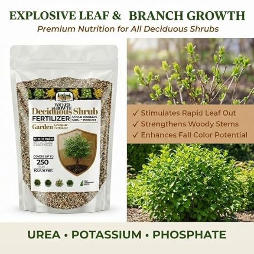 Old Cobblers Farm™ Wicked Growth Deciduous Shrubs Fertilizer – Enhances Seasonal Performance and Keeps Shrubs Healthy and Full (5 lbs | 10 lbs | 15 lbs | 20 lbs) (20 lbs)