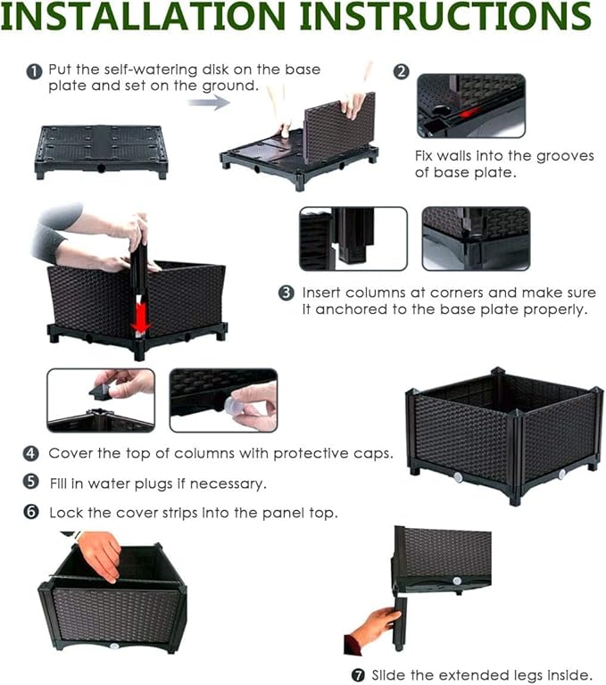 Anwick Raised Garden Bed Set of 4 Planter Raised Beds Kits with 8 Drain Holes Planter Boxes Outdoor for Climbing Vegetables Flowers LawnEasy Assembly 62.8x15.7x14.6