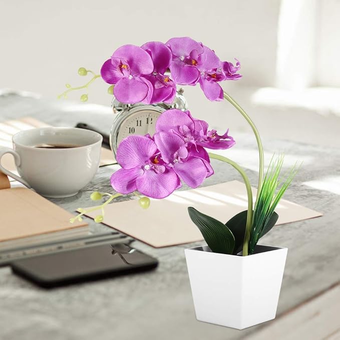 9LED Artificial Flower Pot Lamp Simulation Phalaenopsis Bonsai Flower Light Foldable DIY Decorative LED Flower Lamp with Bright White LEDs for Home Office Garden