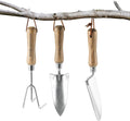 GOODSMANN Garden Tools Set 3 Piece Stainless Steel Gardening Kit Hand Trowel Marker Measurements Transplanter and Cultivator Garden Hand Shovel for Digging Weeding Planting Turning Soil