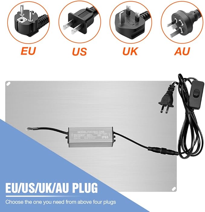 2PCS 600W Full Spectrum Plant Light Sunlight 100-277V Indoor Filling Lamp Veg/Bloom Two Modes Dimmable Hydroponic Lighting UV/IR Cultivation Lamps Veget Cactus Potted Flowers with Hook US Plug