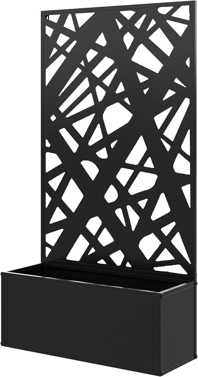24'x9.1'x44.5' Durable Metal Garden Bed Container Featuring Privacy Screen Wall Installation or Freestanding Designed for Year-Round Use and Small Gardens