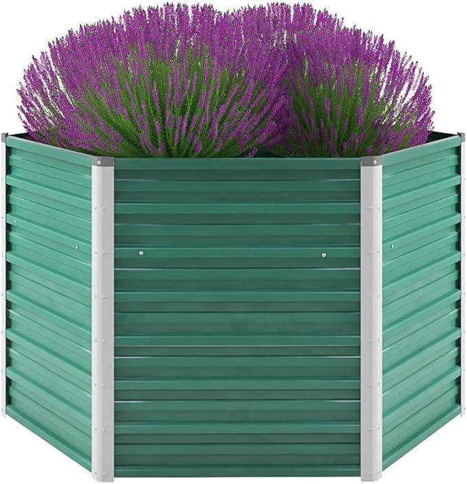 Garden Raised Bed Planter Box Outdoor Steel Planter for Growing Flowers Herbs and Vegetables Galvanized Steel 50.8x50.8x30.3 Green-380