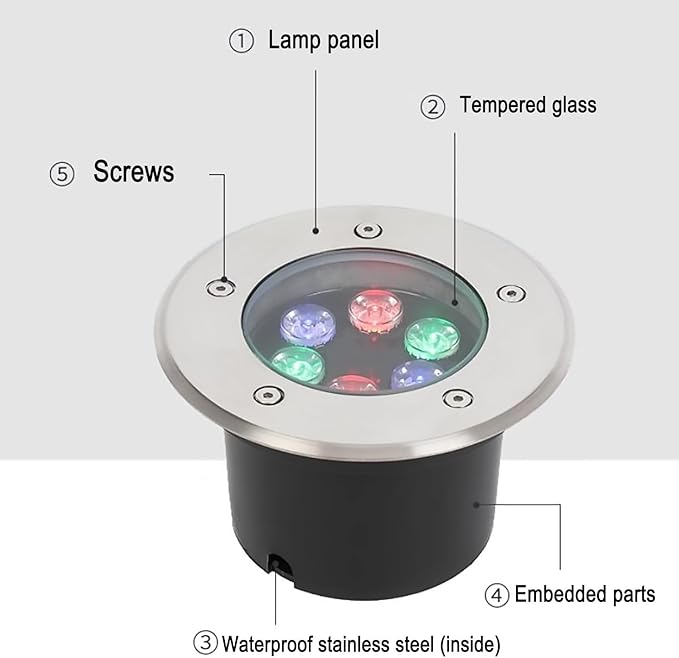 Outdoor Landscape Spotlights Recessed LED Fountain Light - Outdoor Buried Lights - LED Underwater Light AC 24V Low Voltage Embedded Spotlight IP68 Waterproof Embedded L