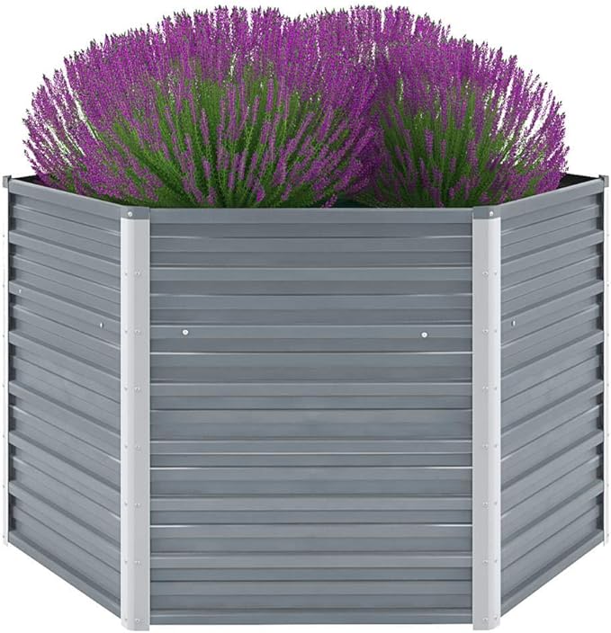 Galvanized Raised Garden Beds Outdoor Metal Planter Boxes for Planting Vegetables Flowers Herbs and Fruits 50.8x50.8x30.3 Gray