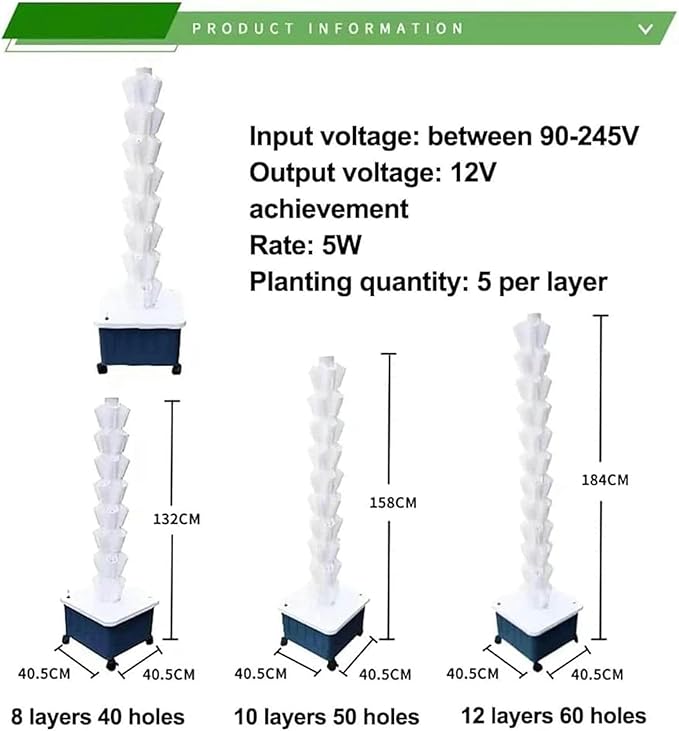 AMNOOL Hydroponics Tower Hydroponic Growing System Aeroponics Grow Kit Aquaponics Planting System forFruits and Vegetables with Hydrating Pump/1pc**1